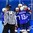 GANGNEUNG, SOUTH KOREA - FEBRUARY 14: USA's Jordan Greenway #18 celebrates with teammates Broc Little #14 and Ryan Gunderson #13 after scoring a second period goal on Team Slovenia during preliminary round action at the PyeongChang 2018 Olympic Winter Games. (Photo by Matt Zambonin/HHOF-IIHF Images)

